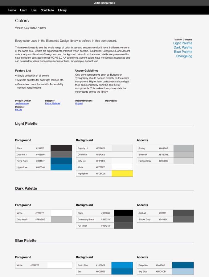 The color component in our new template.
